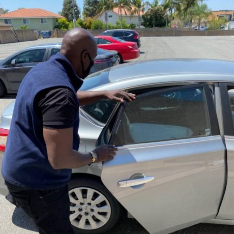 Man opening car door