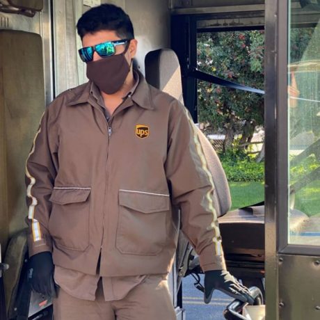 UPS driver wearing mask